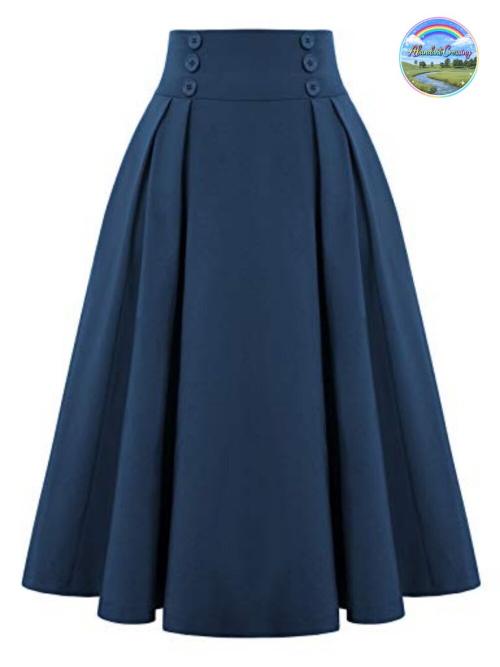 Belle Poque Women's Midi Pleated A-Line Skirt with Pockets High Waist